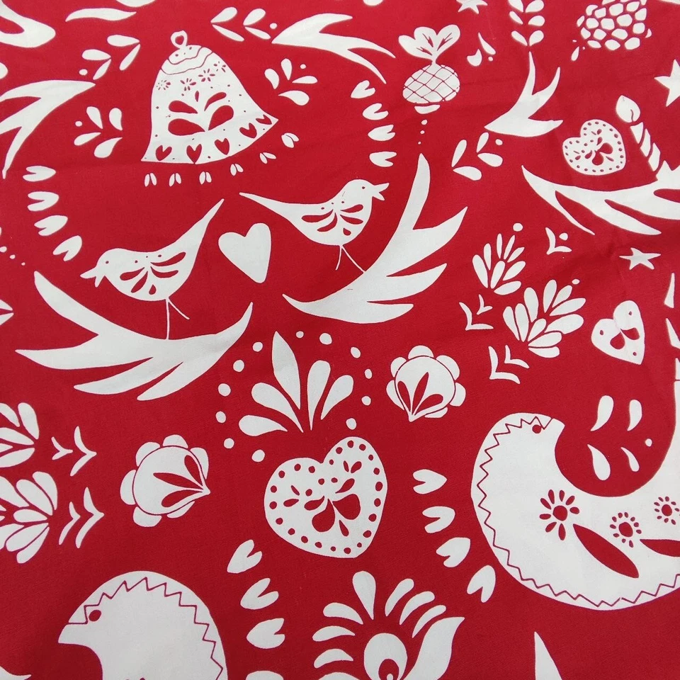 Tela Ikea roja blanca por yarda estampado folclórico nórdico Johanna Skånnmyr 2015 W60 " Foto 3 de 4