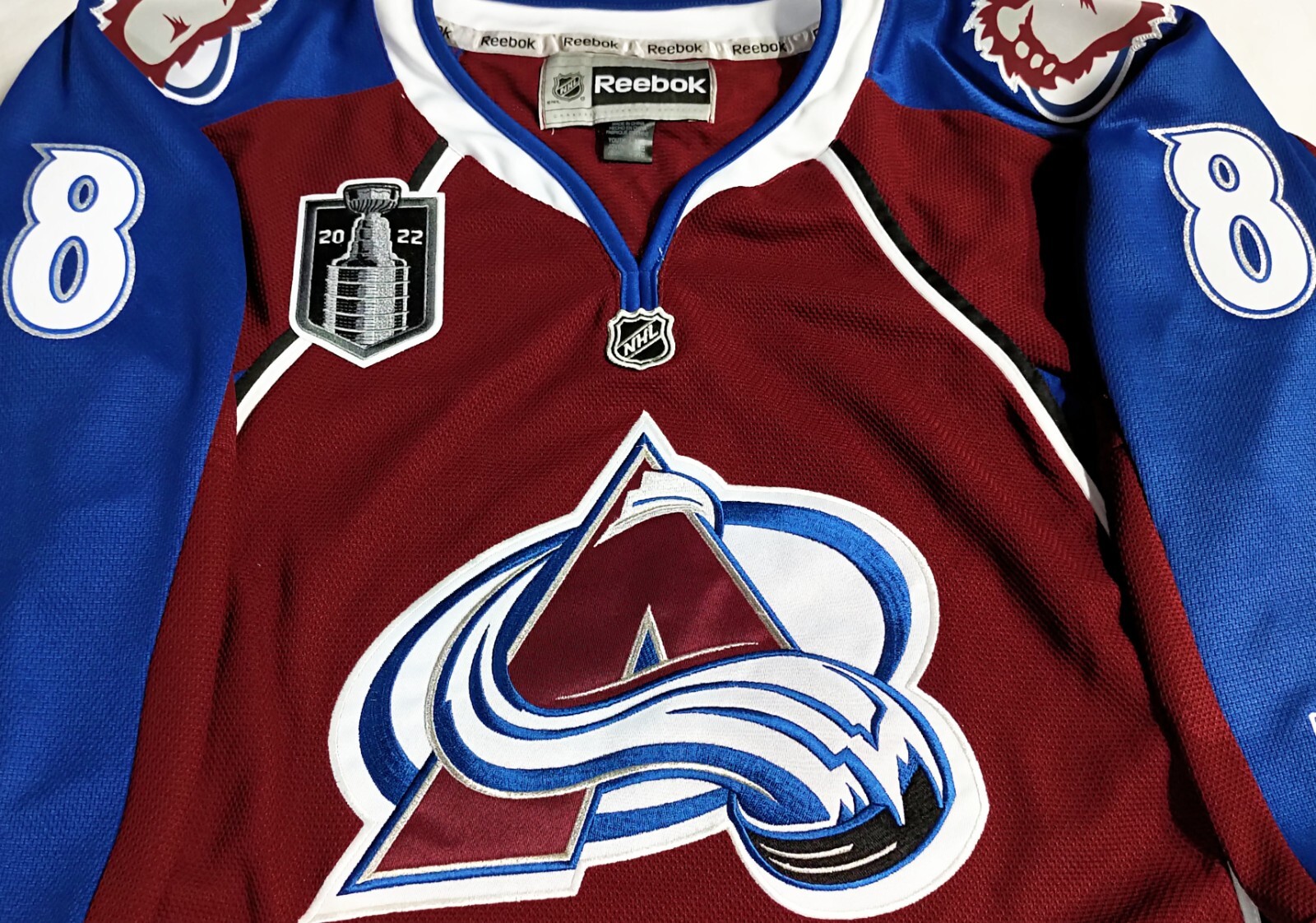 BNWTYOUTHL/XL CALE MAKAR COLORADO AVALANCHE 2002 CUP PATCH NHL