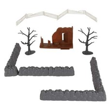 BMC Marx Repro Destroyed Civil War Mansion Tree Stone Walls Plastic Army Playset
