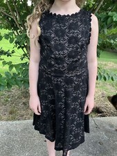 As U Wish Black Lace Sleeveless Scalloped Lined Dress With Size Medium