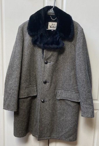 WOOLRICH Vtg Herringbone Tweed Wool Car 