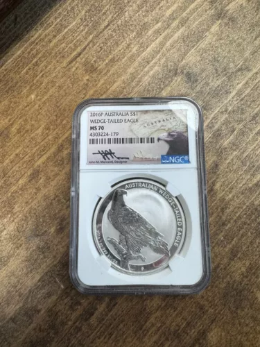 2016-P AUSTRALIA 1oz .999 SILVER WEDGE-TAILED EAGLE NGC GEM UNC. MERCANTI SIGNED