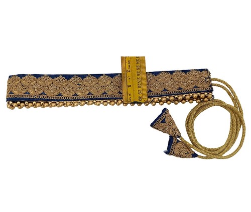 Blue Embroidered Fabric Waist Belt For Women Party Wear Outfits - Picture 4 of 6