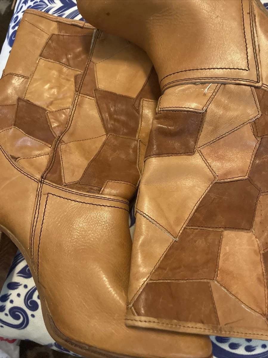Vintage Leather Patchwork Town and Country Boots 8.5 W