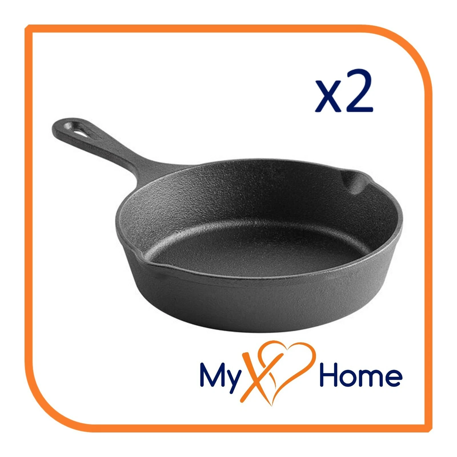 8" Pre-Seasoned Cast Iron Skillet (2 Skillets) by MyXOHome