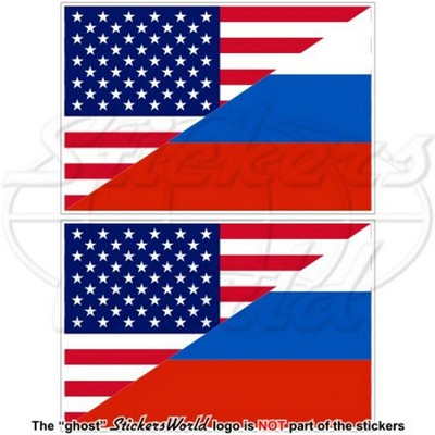 USA United States America-RUSSIA American-Russian Flag 4" Stickers