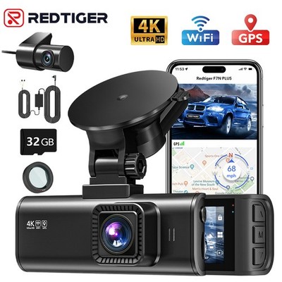 REDTIGER 4K Dashcam vorne und hinten 4K/2,5K Auto Kamera mit Hardwire-Kit & CPL