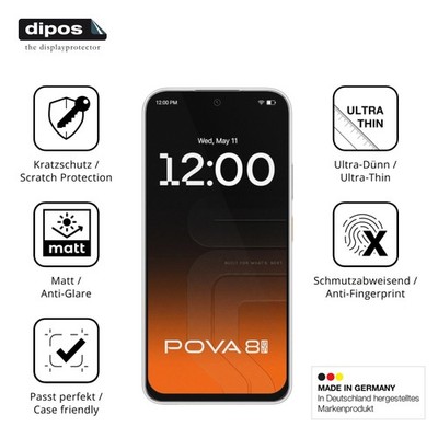 4x Schutzfolie matt für Tecno Pova 8 5G Displayschutzfolie Folie Display Schutz