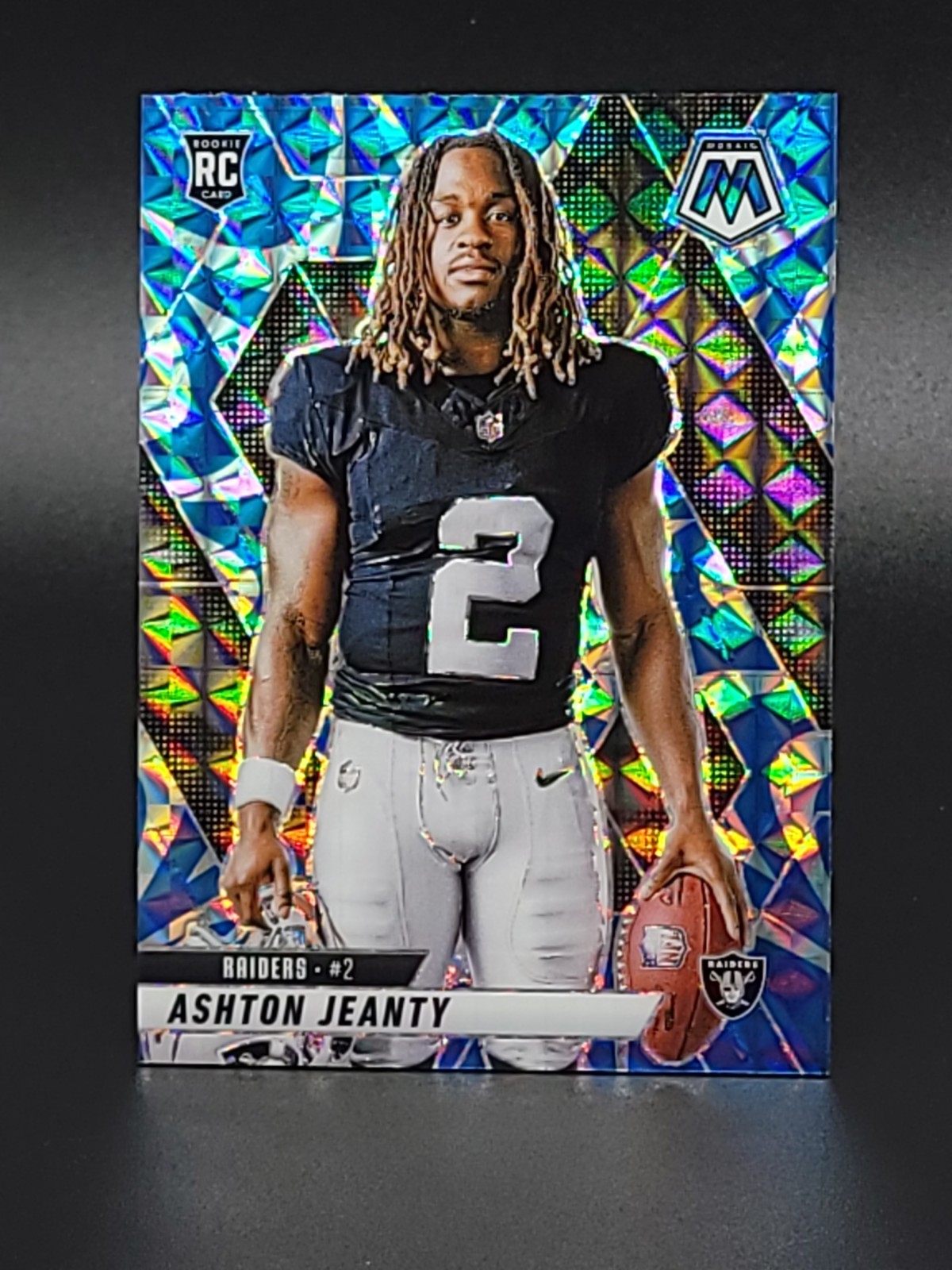 2025 Mosaic Football #287 Ashton Jeanty RC VARIATION REACTIVE BLUE MOSAIC PRIZM
