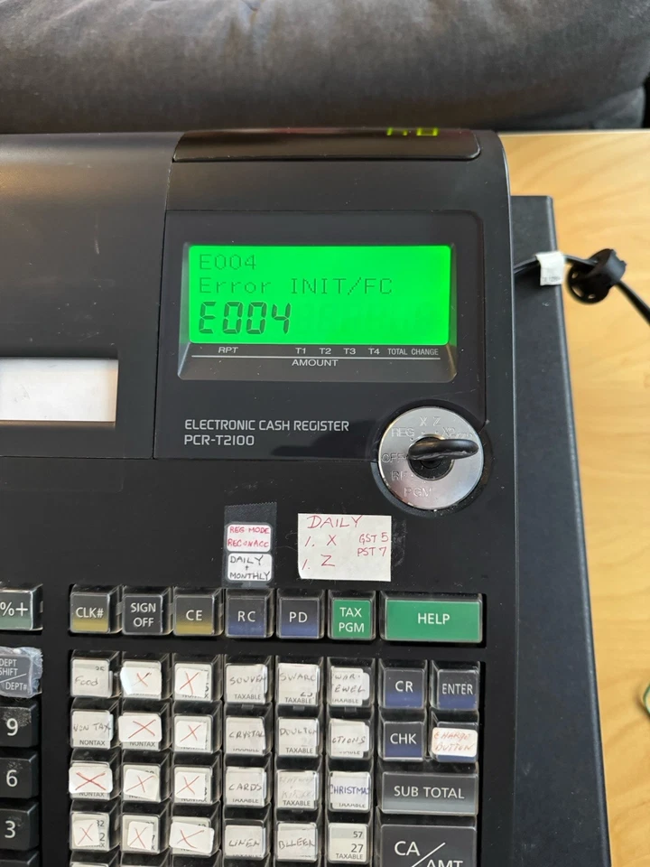 Caja registradora electrónica Casio PCR-T2100 sin llave de cajón. ¿Como funciona? ¿Piezas? Foto 2 de 4