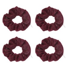 4pcs Bling Scrunchies with Zipper Pocket Elastic Hair Bands Rose Red