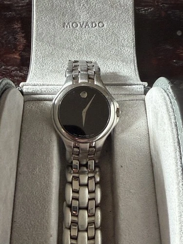 Movado Museum Watch Men 33mm Black Dial Silver Ton