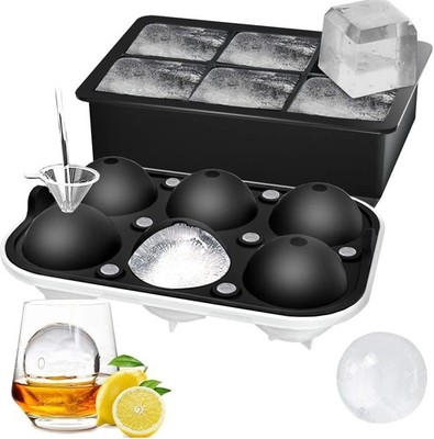 Ice Cube Trays (Set of 2), Sphere Ice Ball Maker with Lid & Large Square Ice