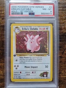 2000 Pokemon Gym Heroes 1st Edition 3 Erika's Clefable PSA 8 SWIRL