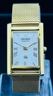 Vintage Men's Refurbished Seiko Slim Tank Quartz White Dial Japan Wristwatch