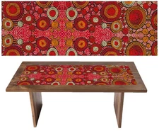 TABLE RUNNER - ABORIGINAL ART - 140x45cm - MADE IN AUSTRALIA - TEDDY GIBSON