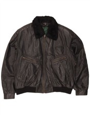 Vintage Mens Leather Jacket IT 56 3XL Black Leather JF01