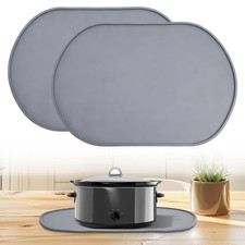 2 Pcs Mat for Crockpot Slow Cooker - Thickened Silicone Baking Mats, Oval Non...