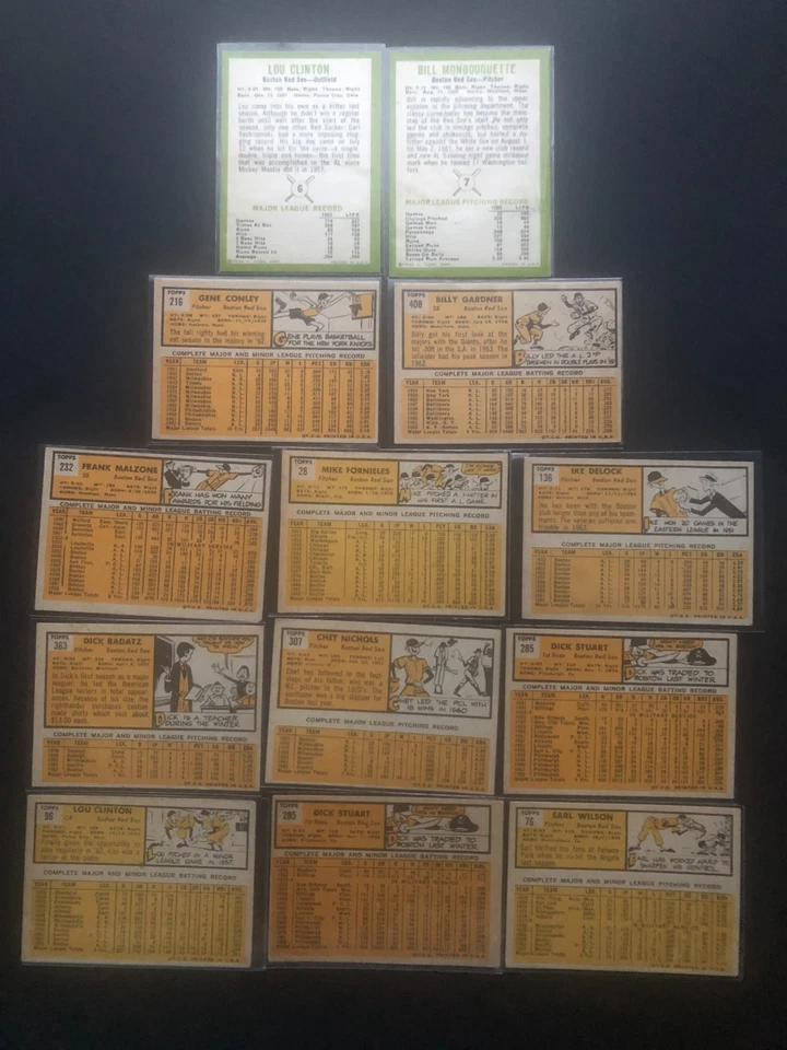1963-Topps/Fleer-BOSTON RED SOX (13 CARTAS) Malzone-Gardner-Conley-VINTAGE MLB Foto 2 de 4