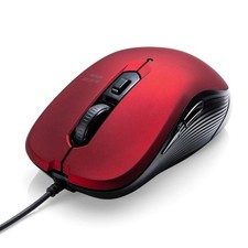 Wired Mouse with Blue LED Sensor, 5 Buttons, Red, 400-MA096R