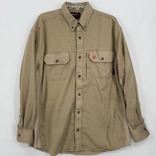 Ariat FR Men  s XL Flame Resistant Work Shirt Khaki Button Front Long Sleeve