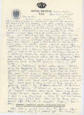 1965 Vienna Austria Hotel Bristol Handwritten International Travel Letter