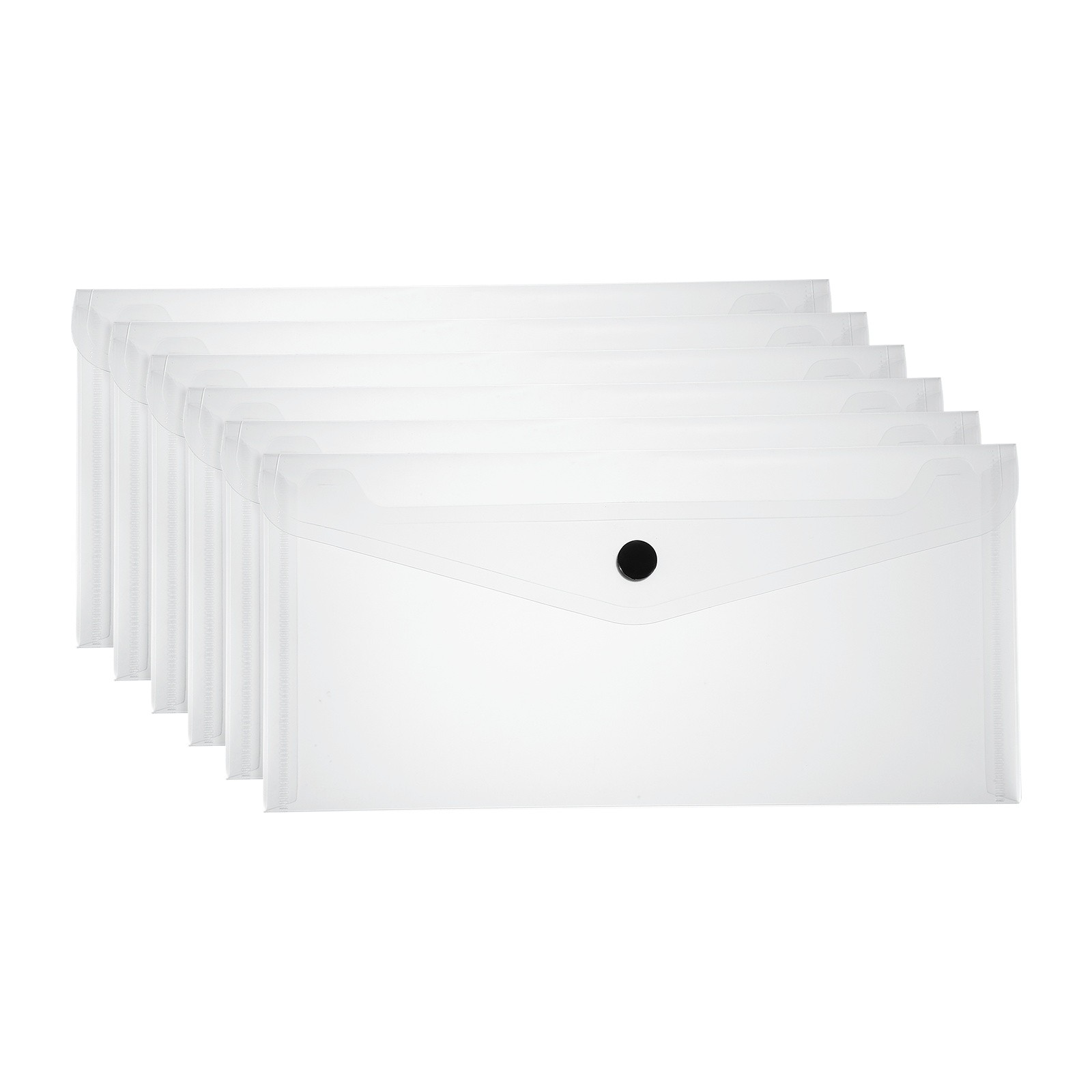 6 Pack A6 Plastic Expanding File Folders with Snap Closure, White