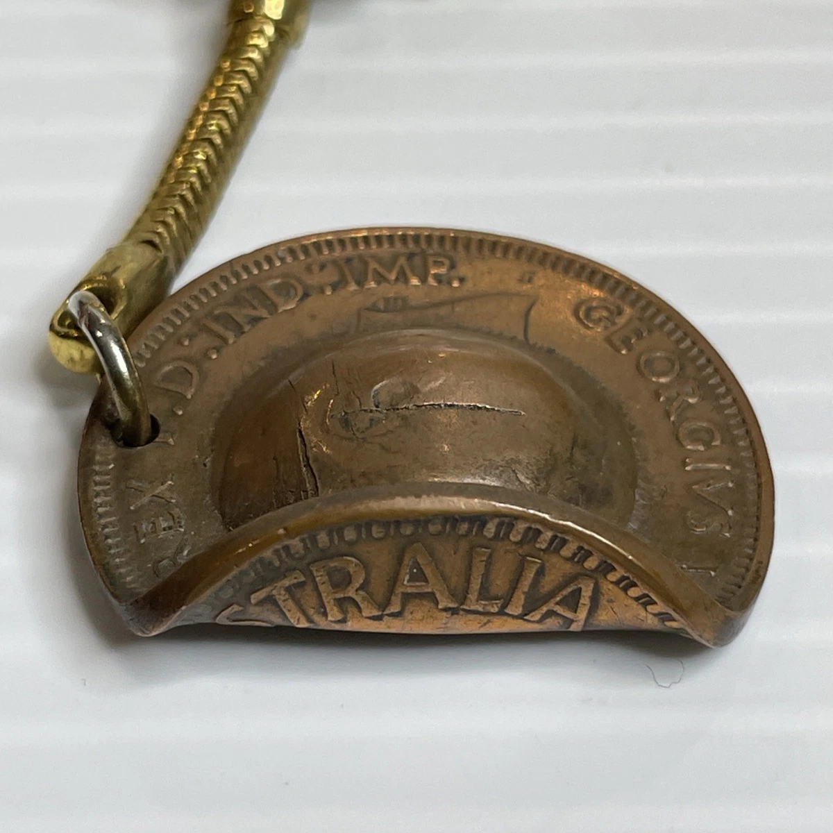 DIGGER HAT OLD AUSTRALIAN 1942 PENNY KEYRING With Original Tag