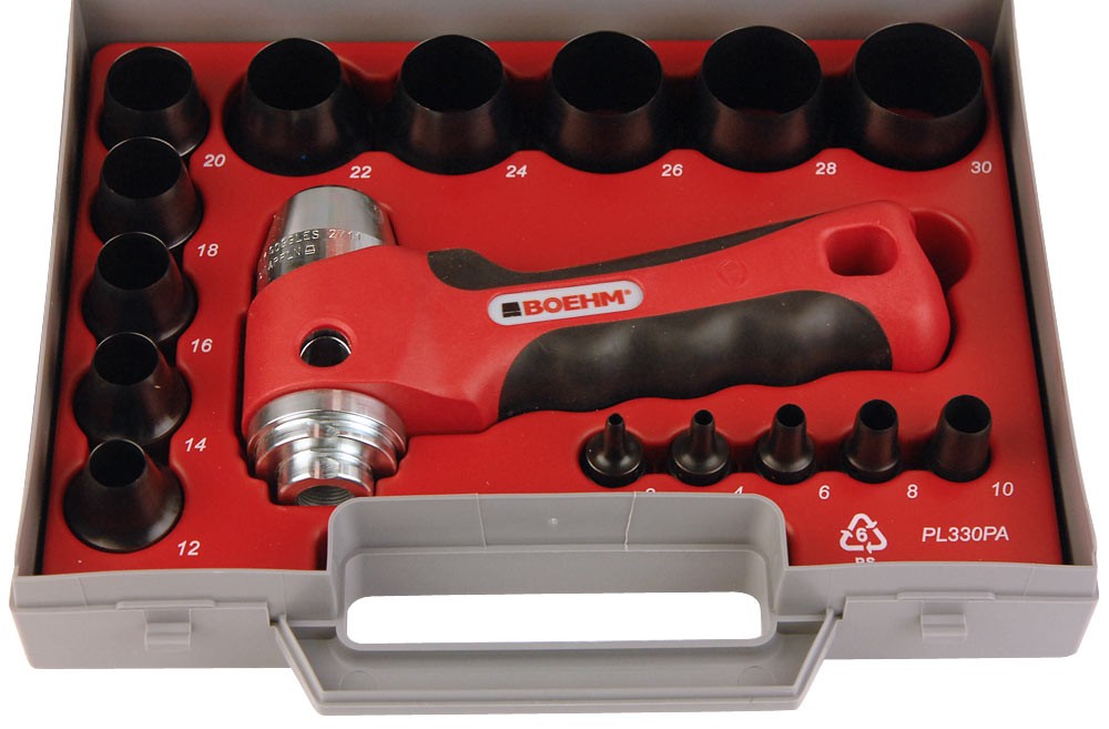 Coffret d'emporte-pièces Boehm de 3 à 30 mm en acier trempé de précision
