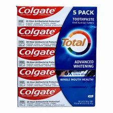 Colgate Total Advanced Whitening Toothpaste 5 Pack, 6.4oz Each, Free Shipping 