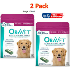 2 Pack- OraVet Dental Hygiene Chews for Dogs, Large Dogs over 50 lbs,30ct Bag