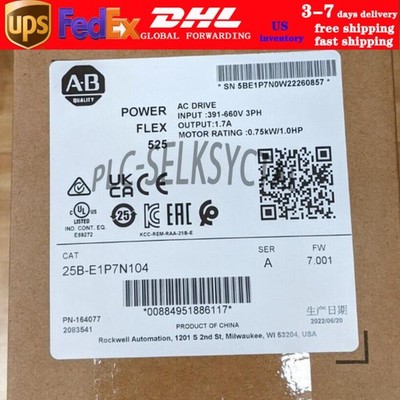 AB 25B-E1P7N104 PowerFlex 525 AC Drive 0.75kW 1Hp Factory Sealed 1PCS