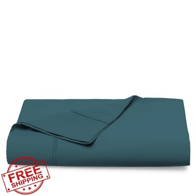 Pizuna Full Flat Sheet Only - Peacock Blue 400 TC Cotton Sateen