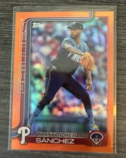Cristopher Sanchez 2025 Topps Series One Baseball 5/25 Orange Holo Phillies 