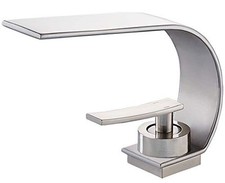 Modern Bathroom Faucet, Low Arc Brass Ceramic Valve Vanity Brushed Nickel