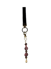Beaded Keychain Purse Charm Bag Clip Glass Leather Handmade New