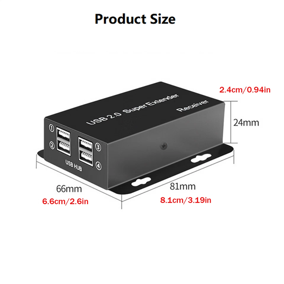 50m 4-Port USB 2.0 Ethernet Extender RJ45 Network LAN Over Cat5e/6/7 Transmitter - Image 3 of 4