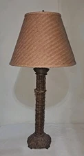  Faux Bamboo Wicker Shade Table Lamp Romantic Nautical 