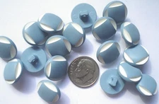 Lot 18 Blue White 1/2 Inch Plastic Buttons Shank New Shaped