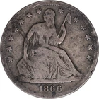 1866-S 50C Liberty Seated Half Dollar Silver NO MOTTO Scarce Date