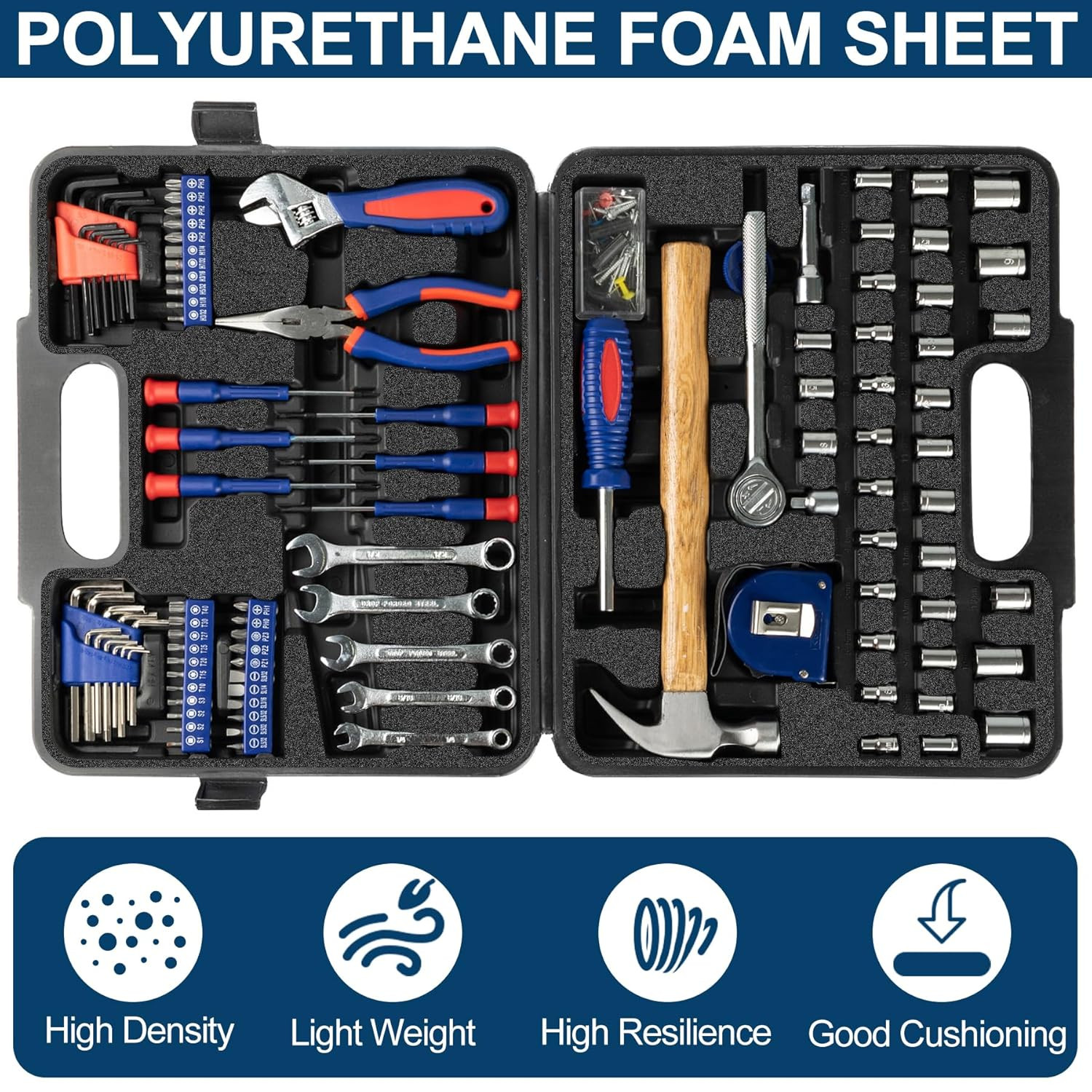 4 PCS Polyurethane Foam Sheets 16" L X 12" W X 1" T Packing Foam Inserts Cutt...