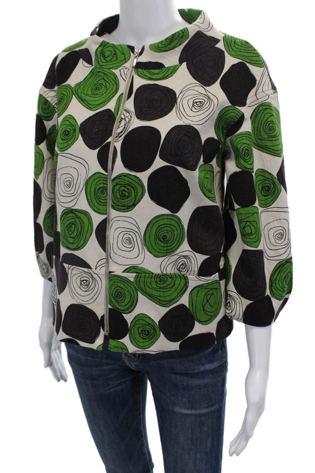 Chaqueta Elliott Lauren Mujer Beige Estampado Gráfico Manga 3/4 Cuello Redondo Talla 6 Foto 3 de 4