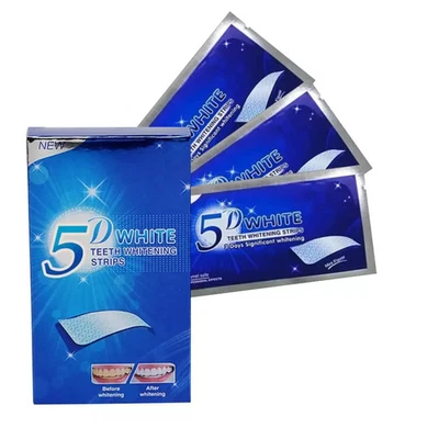 5D WHITE TEETH WHITENING STRIPS PROFESSIONAL UP 2 WEEKS SUPPLY TOOTH BLEACHING SAFE WHITE