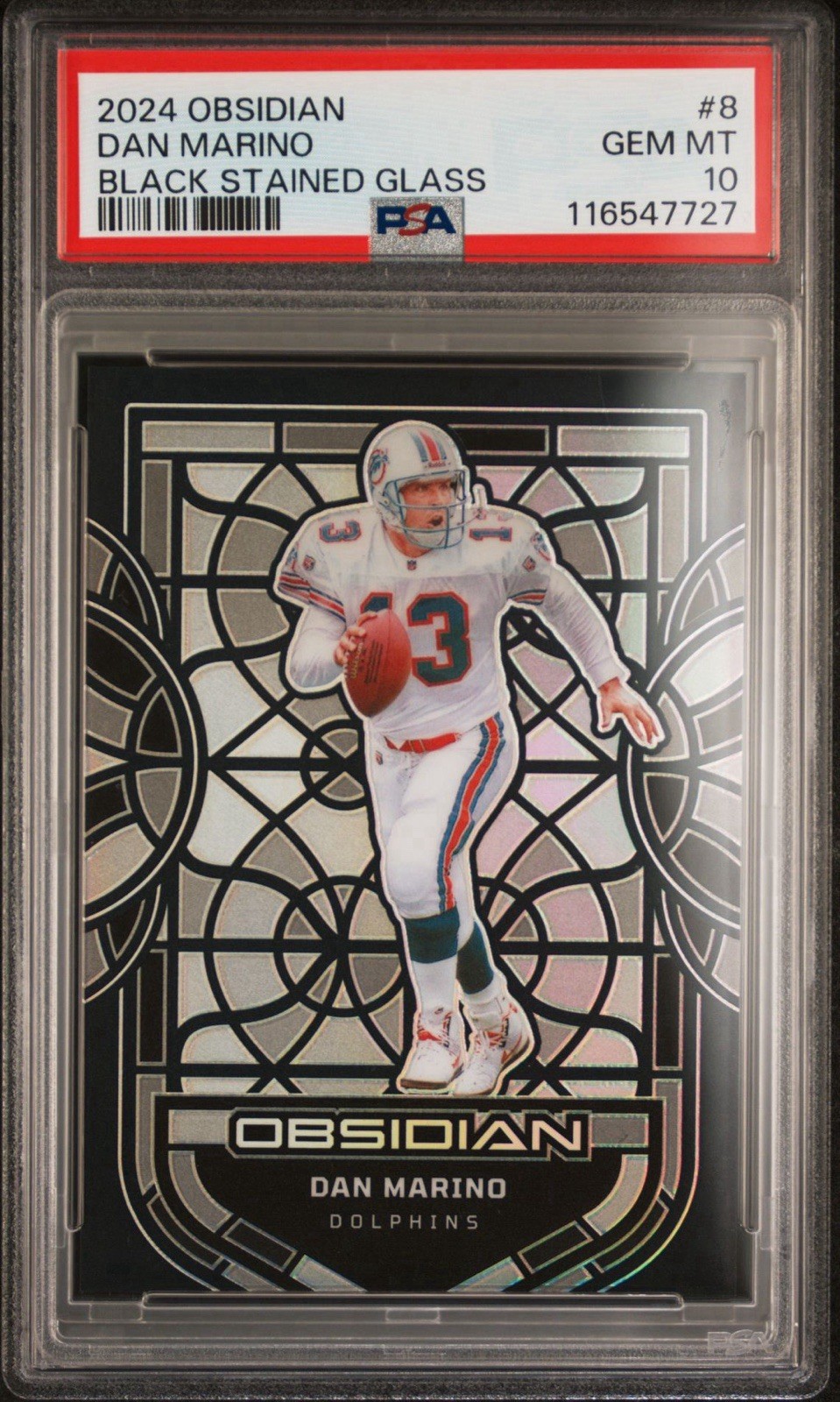 Panini Obsidian 2024 Dan Marino Black Stained Glass #8 PSA 10 Miami Dolphins