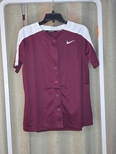 Nike Wmns Vapor Select Full Button Softball Jersey - AV6719 670 - Maroon - Sz: M