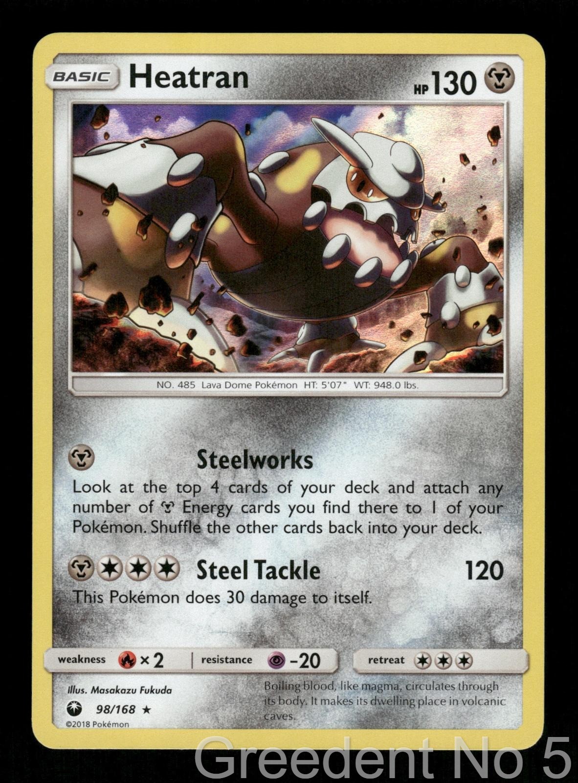 Heatran 98/168 Holo Rare Celestial Storm Pokemon Holo Lightly Played