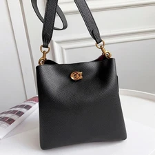 COACH C3916 Black 2way Shoulder Bag Leather Outlet Pebbled Leather Willow Women