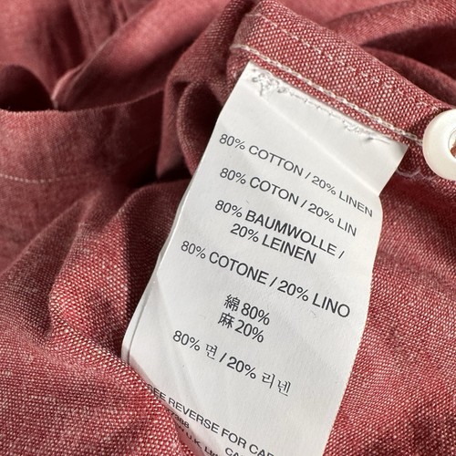 J.Crew Camicia Slim Fit con Bottoni Rosso Chambray Misto Cotone Lino | Uomo M - Foto 6 di 7