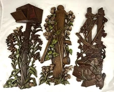Set 3 Vintage 1972 Burwood Products Wall Hanging Decorations 0310, 0311, 0312