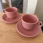 Set Of 2 Fiestaware Coffee Tea Cup & Saucer Homer Laughlin Co USA Rose